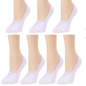 MeMoi High-Cut Cotton Sneaker Liner Socks 7-Pack Anti-Slip White